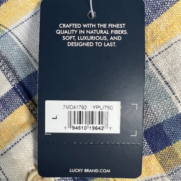 LUCKY BRAND LINEN SHORT SLEEVE PLAID SHIRT NWT SIZE LARGE - Picture 8 of 12